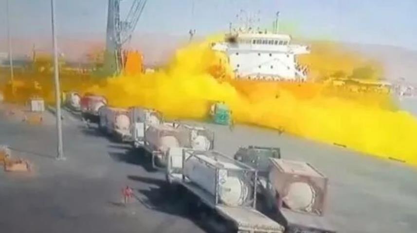 突发！约旦亚喀巴AQABA海运港口毒气瓶爆炸