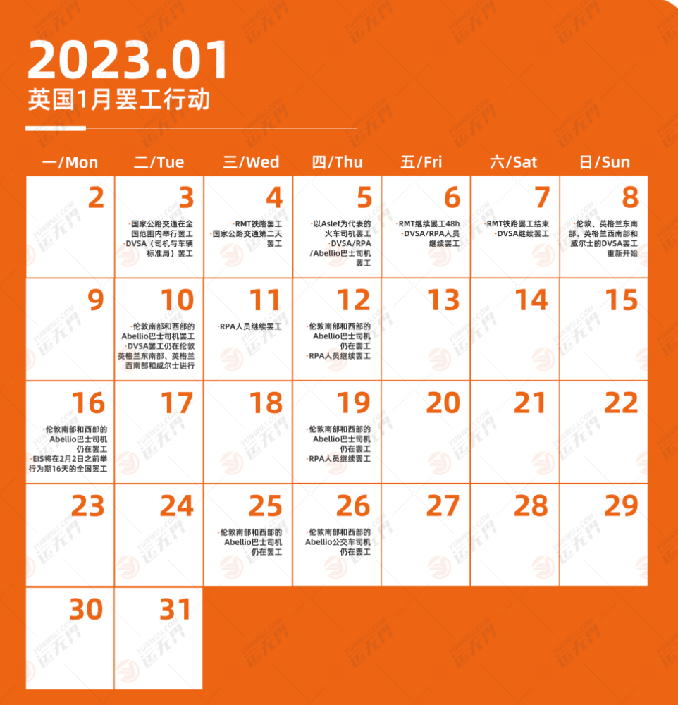 圣诞过后英国再次大规模罢工！英国海空运铁物流注意时效延误！