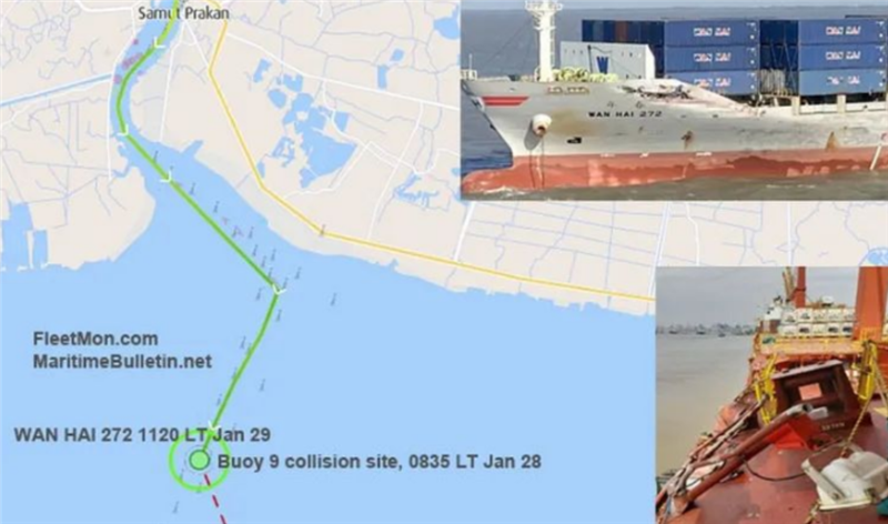 万海往泰国海运集装箱船相撞,曾挂靠蛇口、香港-泰国海陆空运货代